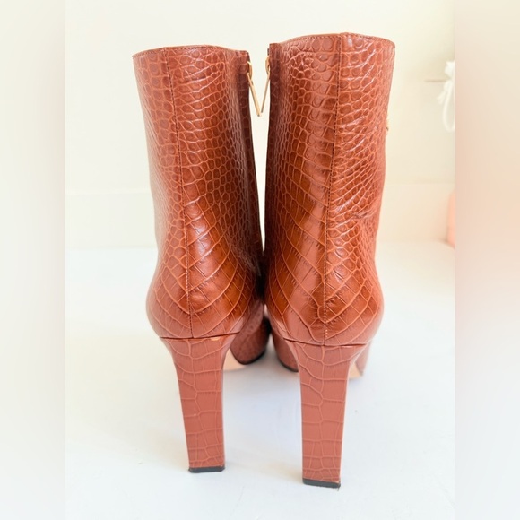 Jimmy Choo Brown Croc Embossed Leather Minori Ankle Length JC logo Boots EU 42 - Picture 6 of 12